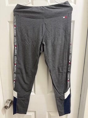 Tommy Hilfiger Girls' Gray Leggings with Navy & White Accent